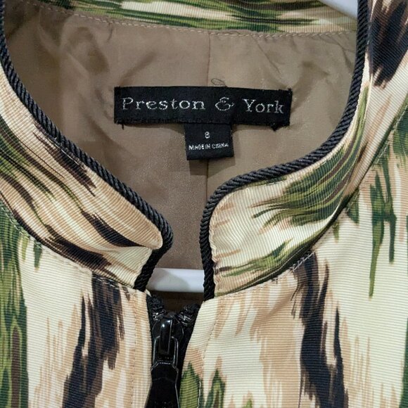 Preston & York Women's Elegant Full-Zip Jacket, Green/Brown, Size 8 - Picture 7 of 16